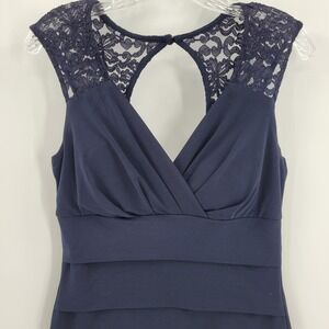 Enforce Studio Navy Blue Bodycon Tiered Above Knee Size 6 Dress‎